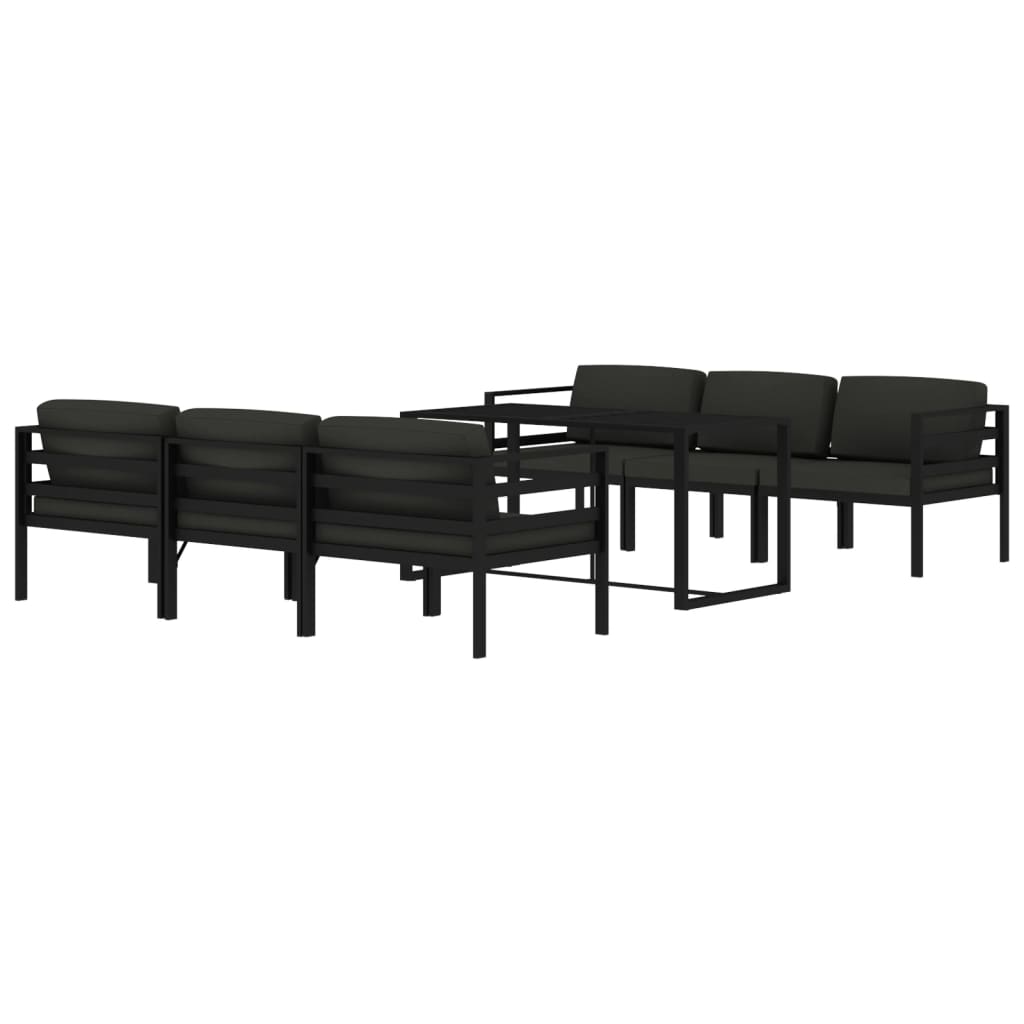 10-tlg. Garten-Lounge-Set mit Kissen Aluminium Anthrazit