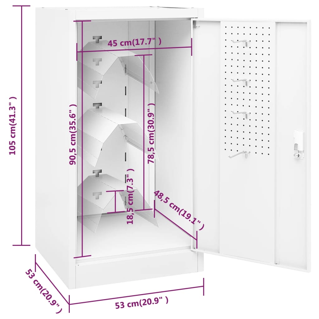 Sattelschrank Weiß 53x53x140 cm Stahl