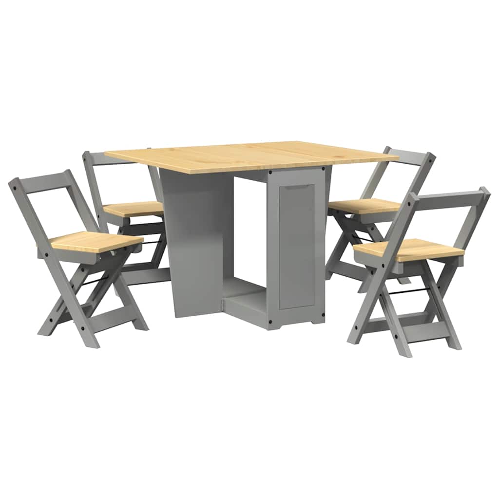 5-tlg. Butterfly-Esstisch-Set Corona Wachsbraun Kiefernholz