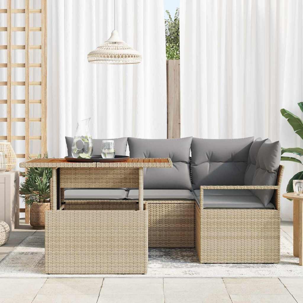 Garten Essgruppe mit Kissen 5 pcs Schwarz und Creme