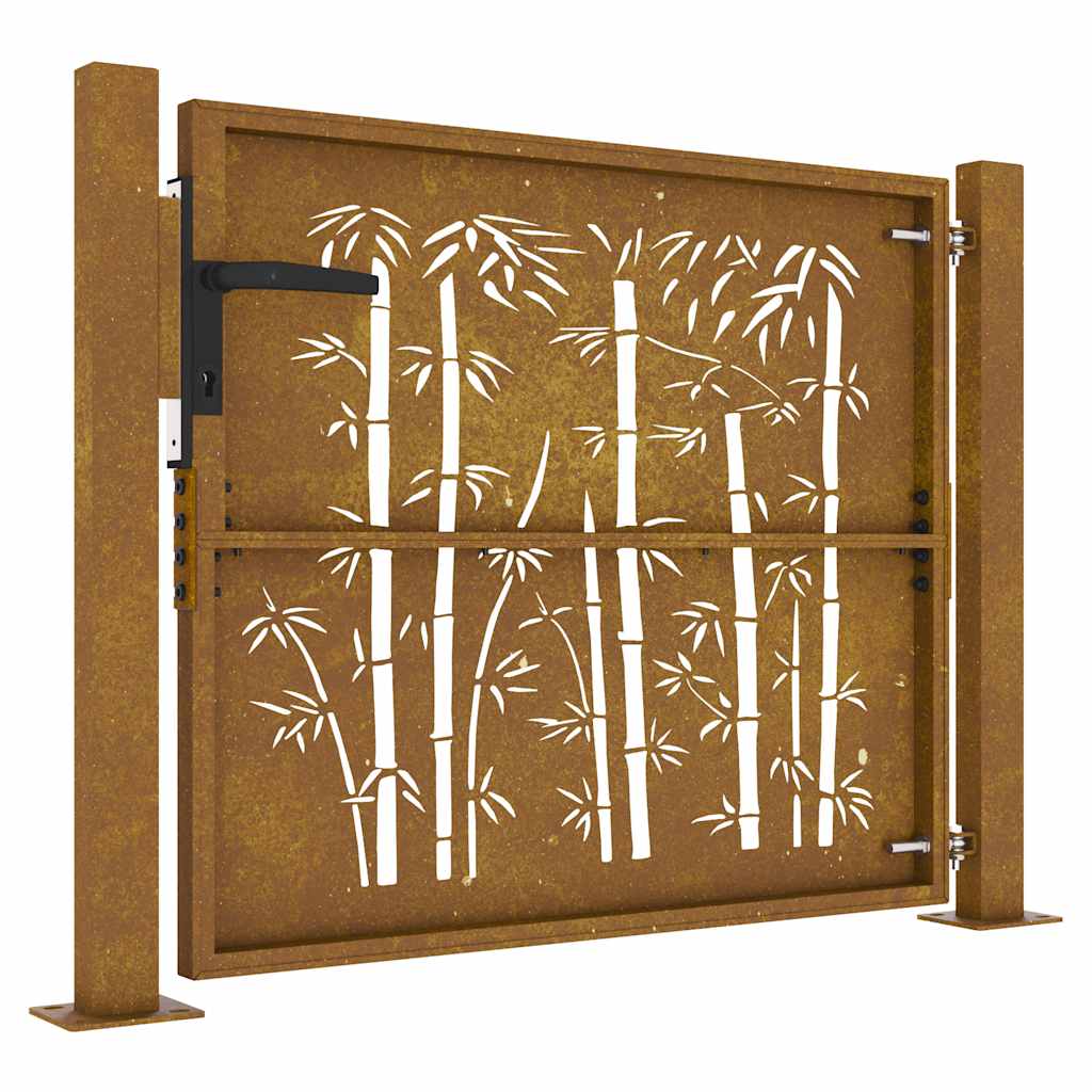 Gartentor 100x75 cm Cortenstahl Bambus-Design