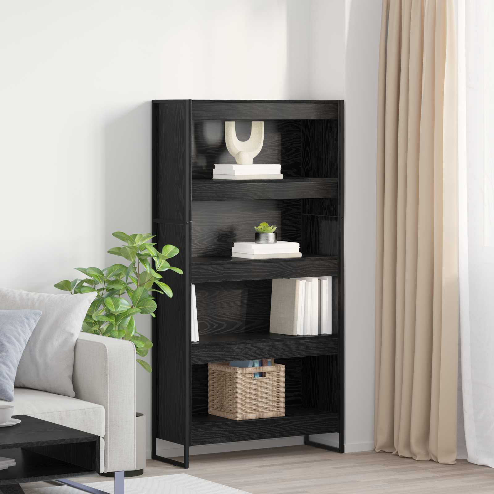 Bücherregal 2 pcs Schwarz Eichen-Optik 60 x 30 x 189,5 cm