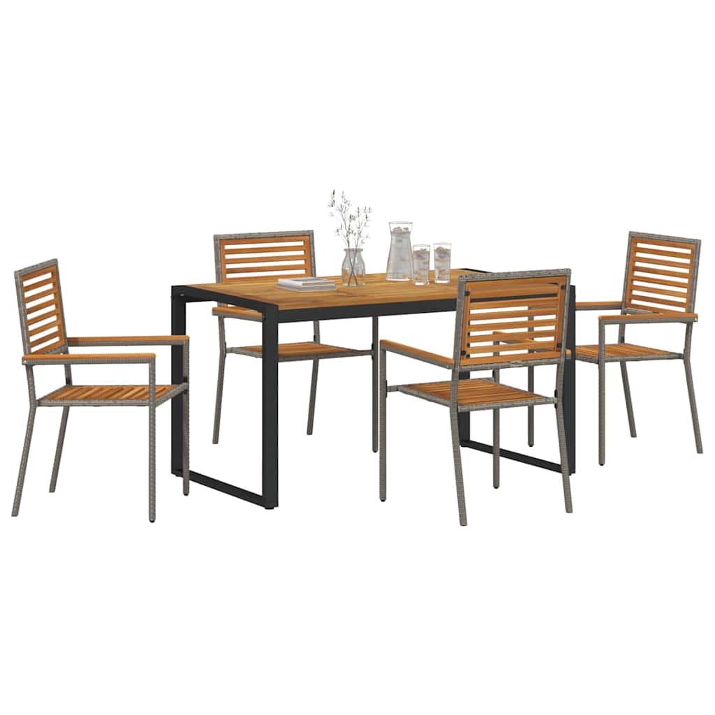 Garten Essgruppe 5 pcs Schwarz und Braun Poly-Rattan