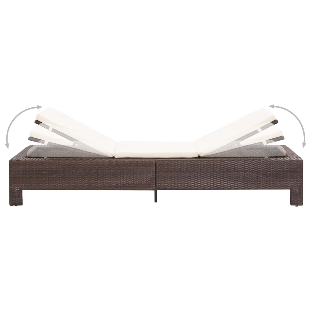 Sonnenliege mit Auflage Grau Poly Rattan