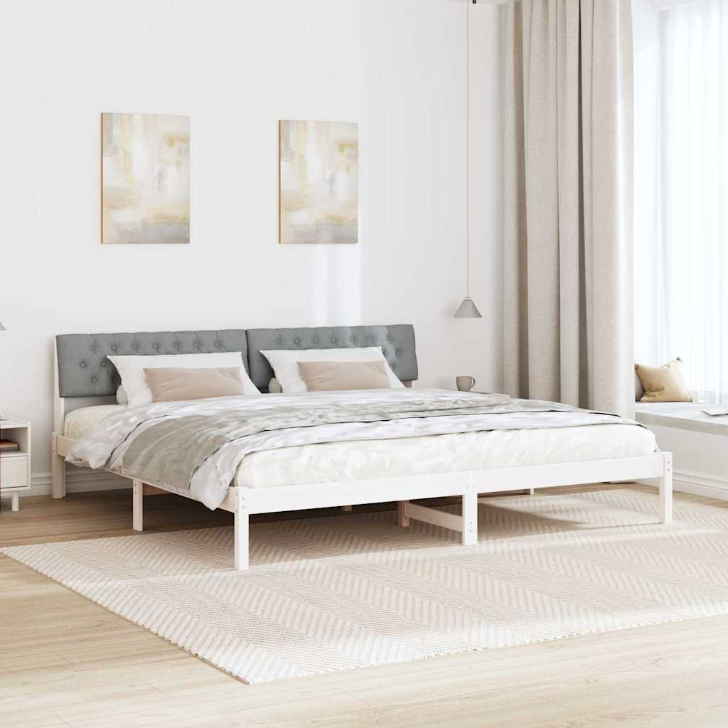 Bettgestell Braun und hellgrau 200 x 200 cm Massivholz Kiefer