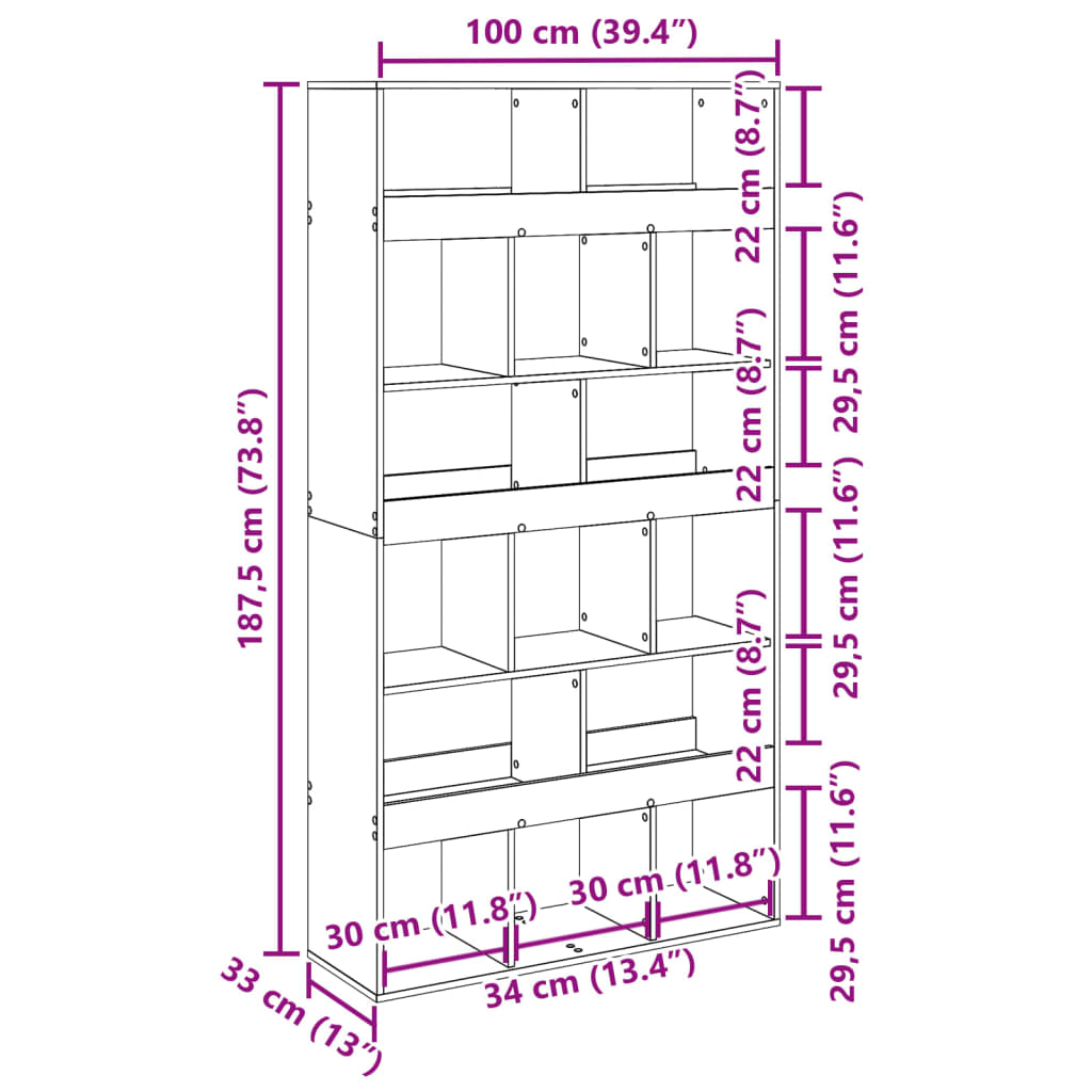 Bücherregal Weiß 100x33x125,5 cm Holzwerkstoff