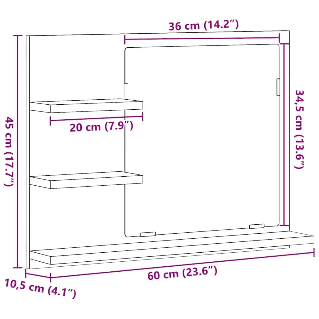 Badspiegel Weiß 60x10,5x45 cm Holzwerkstoff