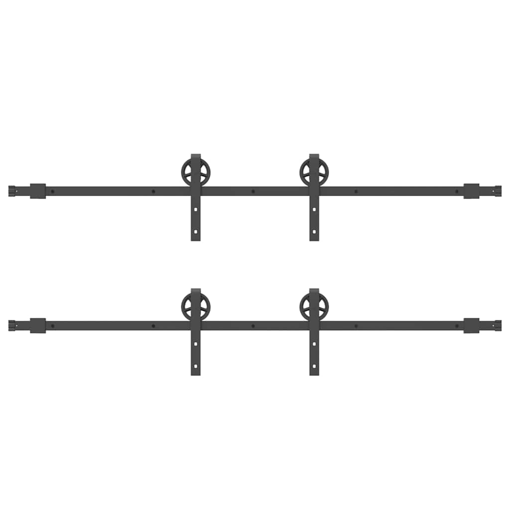 Schiebetürbeschlag-Set 366 cm Stahl Schwarz