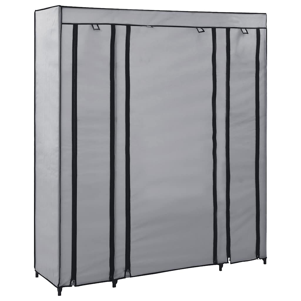 Stoffschrank mit Fächern Kleiderstangen Creme 150x45x176cm