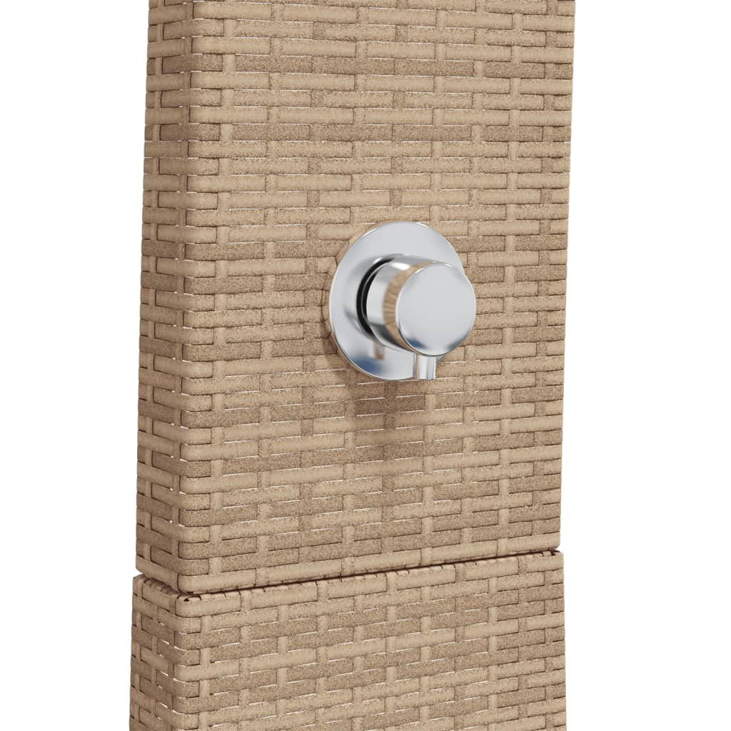 Gartendusche Schwarz 55x60x224 cm Poly Rattan und Akazienholz