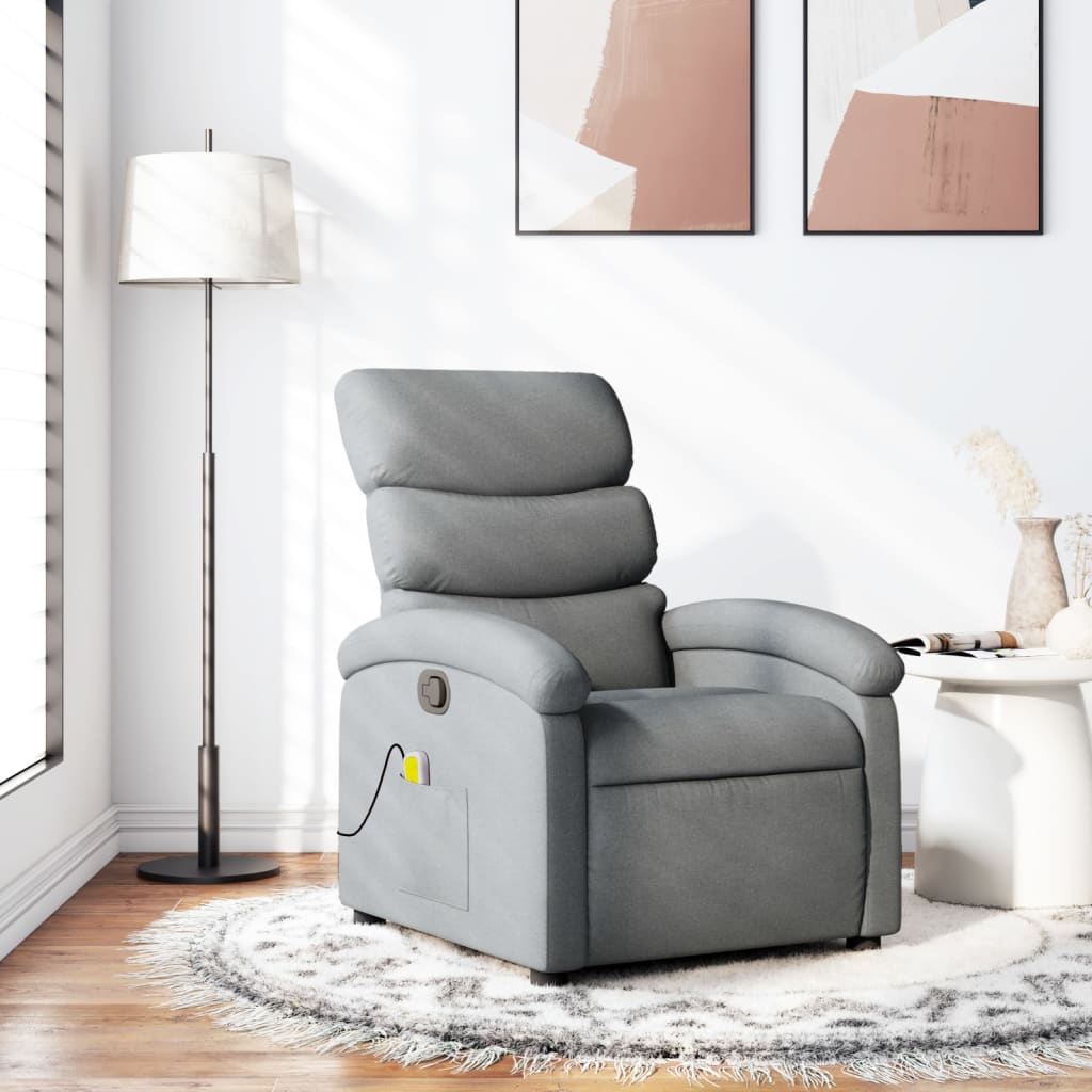 Massage-Relaxsessel, hellgrauer Stoff