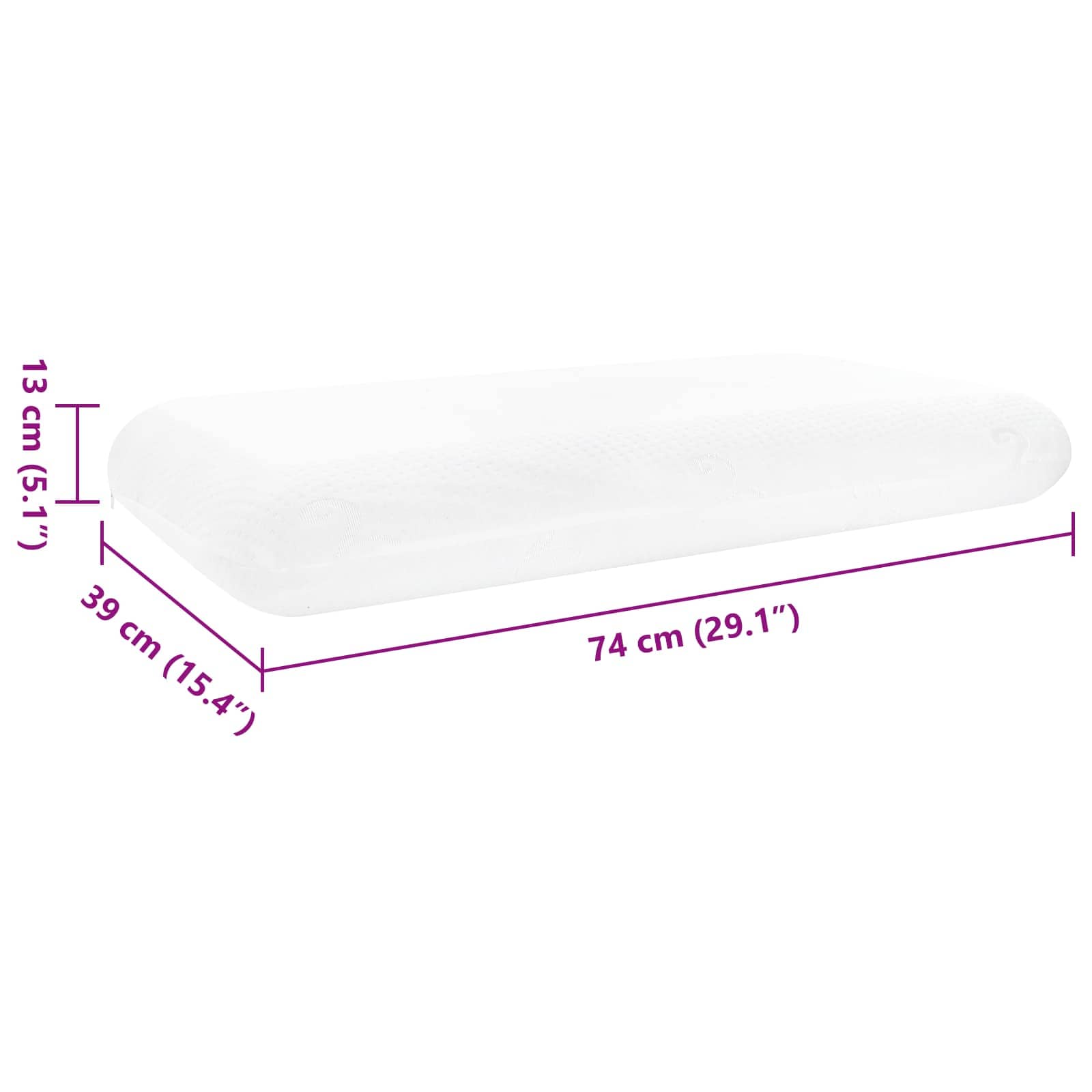 Schlafkissen Uni Weiß 70 x 36 x 6,5 cm Viscoschaum
