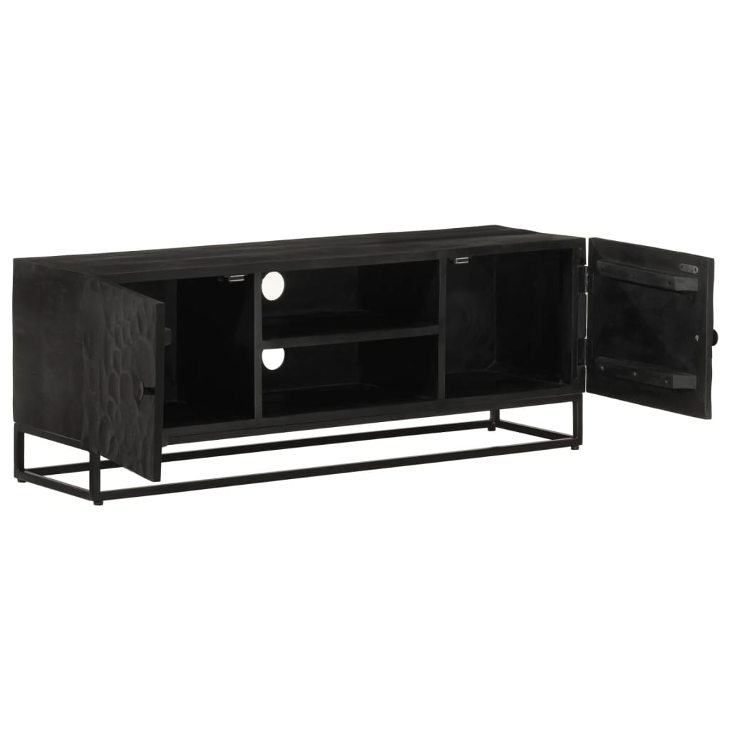 Nachttisch Schwarz 40x30x50 cm Massivholz Mango und Eisen
