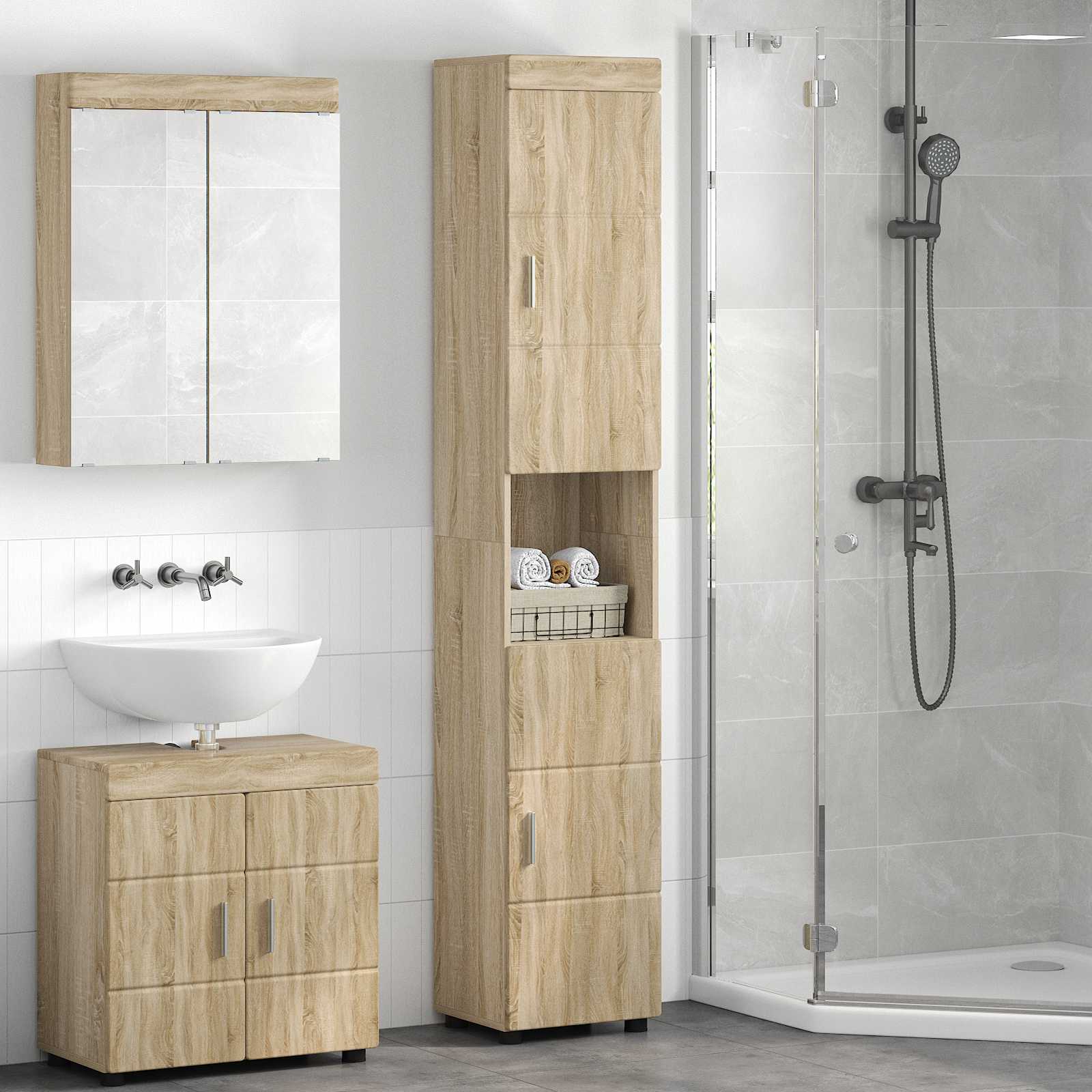 Badezimmermöbel-Set TULUM 2 pcs Weiß 60 x 34 x 63 cm