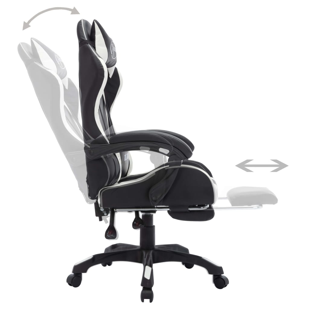 Gaming-Stuhl mit RGB LED-Leuchten Blau und Schwarz Kunstleder
