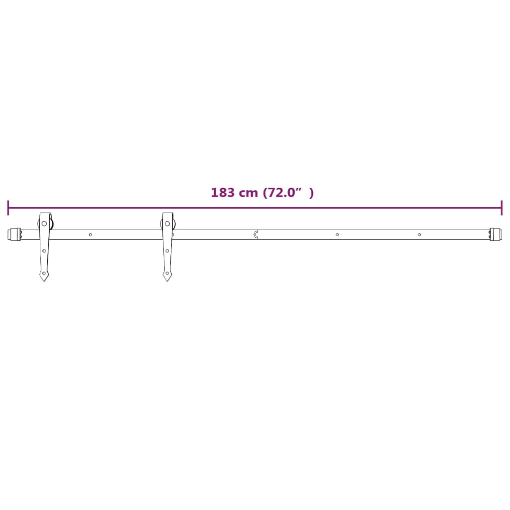 Schiebetürbeschlag-Set 183 cm Stahl Schwarz