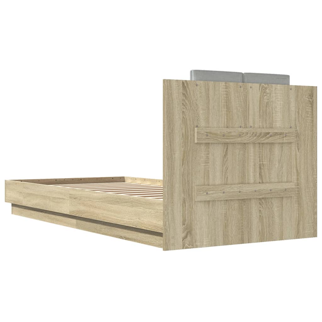 Bettgestell mit Kopfteil Grau Sonoma 180x200 cm Holzwerkstoff