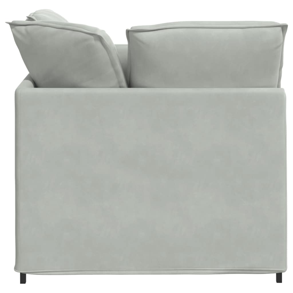 Modulares Sofa mit Fußhocker Kissen Samt Blau