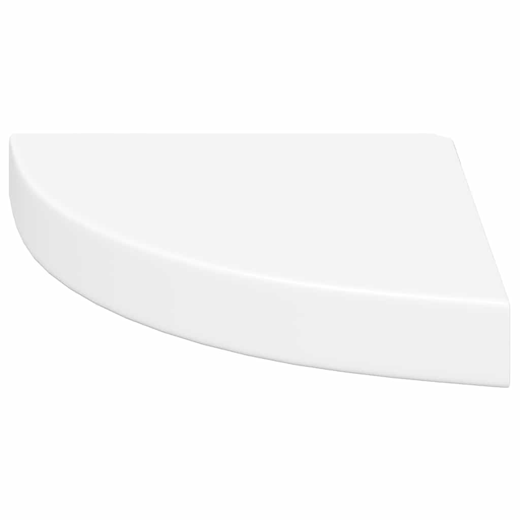 Schwebende Eckregale 2 Stk. Hochglanz-Weiß 25x25x3,8 cm MDF