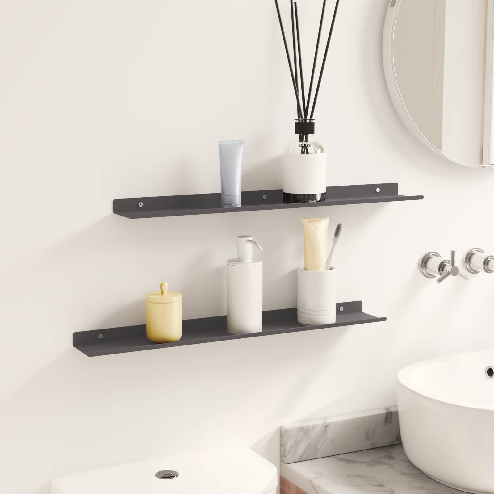 Schwebendes Regal 3 pcs Schwarz 40 x 9 x 2,5 cm Stahl