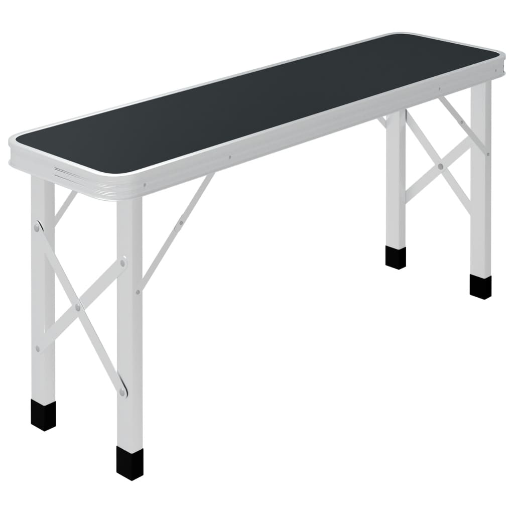 Klappbarer Campingtisch mit 2 Sitzbänken Aluminium Weiß