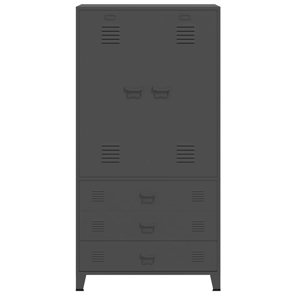 Industrial Kleiderschrank Schwarz 90x50x180 cm Metall