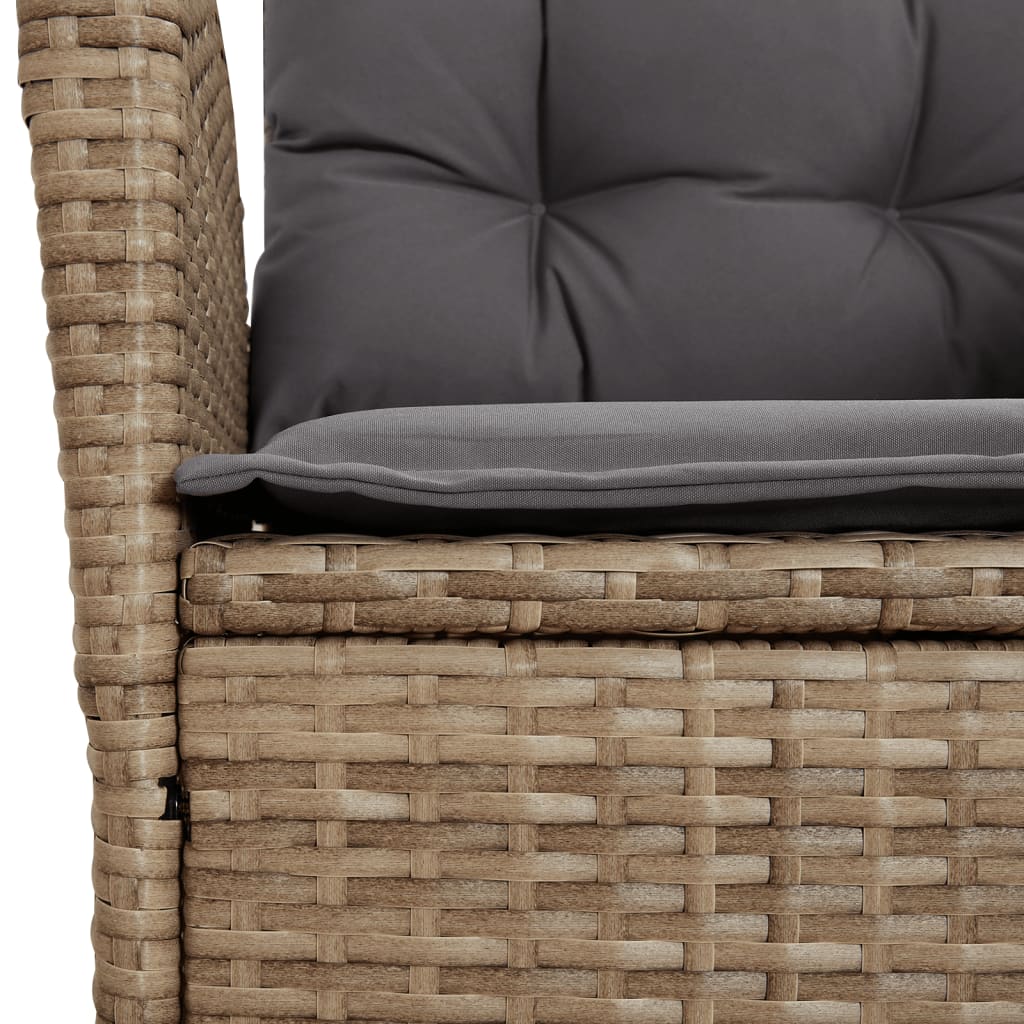 Gartensessel Verstellbar mit Kissen Schwarz Poly Rattan