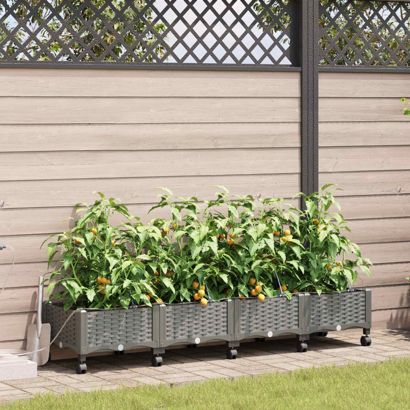 Garten-Pflanzgefäß 4 Stk. Braun 160 x 40 x 22 cm PP