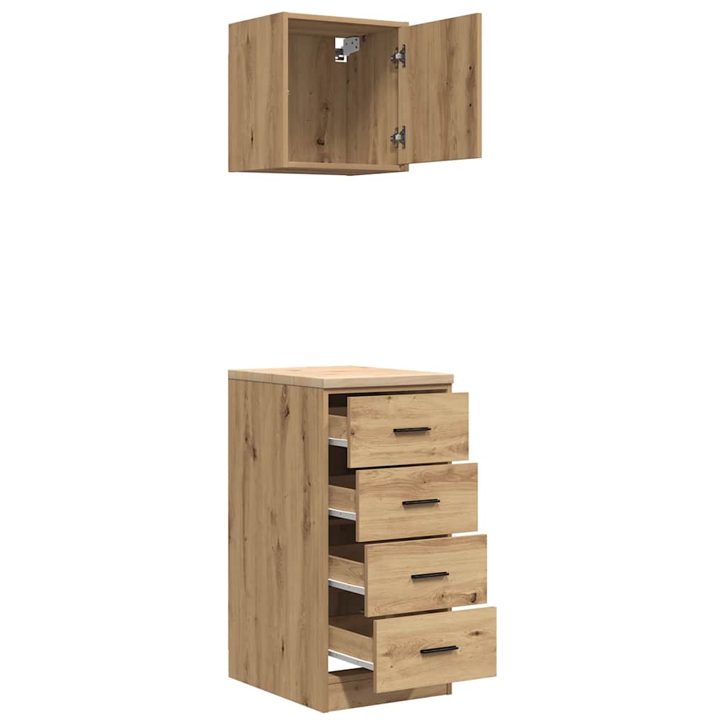 Garagenschränke 2 Stk. Schwarz Holzwerkstoff
