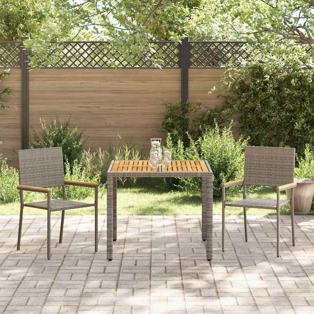 Garten Essgruppe 3 pcs Schwarz Poly-Rattan