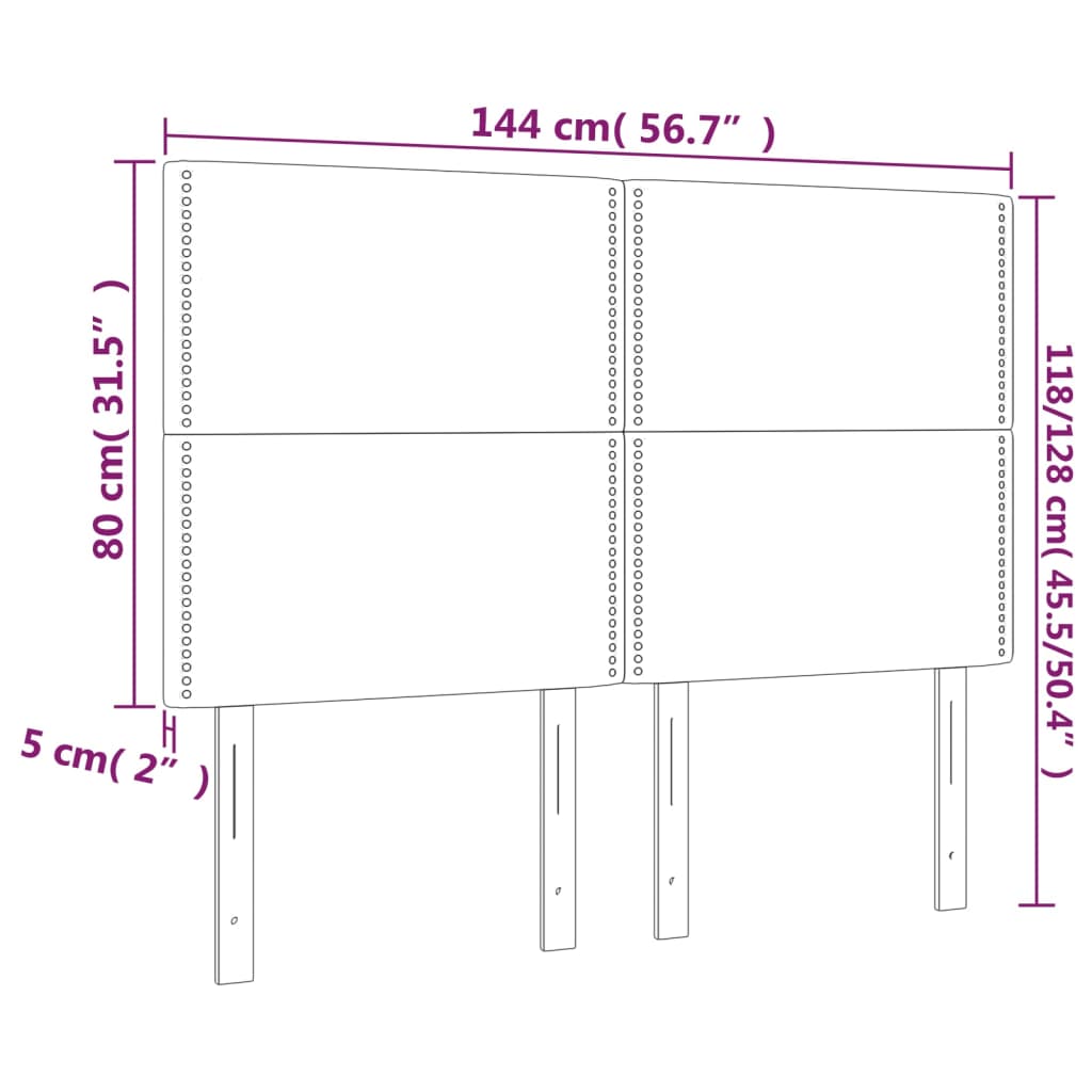 Kopfteil Dunkelgrau 80 x 5 x 118/128 cm Stoff