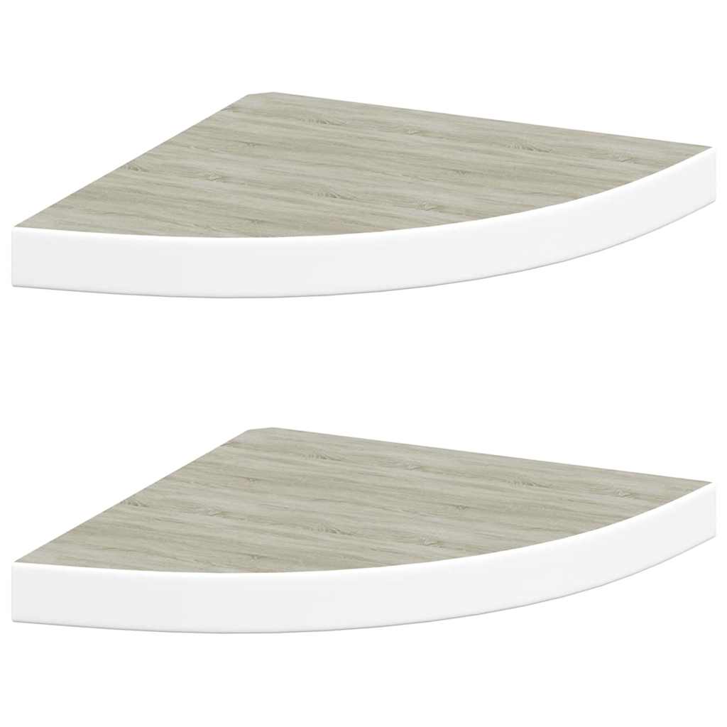 Schwebende Eckregale 2 Stk. Hochglanz-Weiß 25x25x3,8 cm MDF