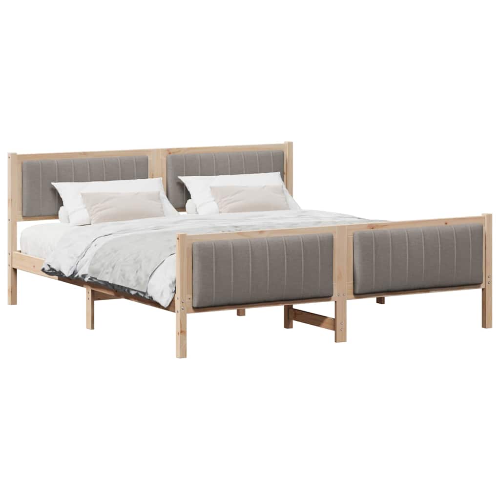 Bettgestell Braun und hellgrau 200 x 200 cm Massivholz Kiefer
