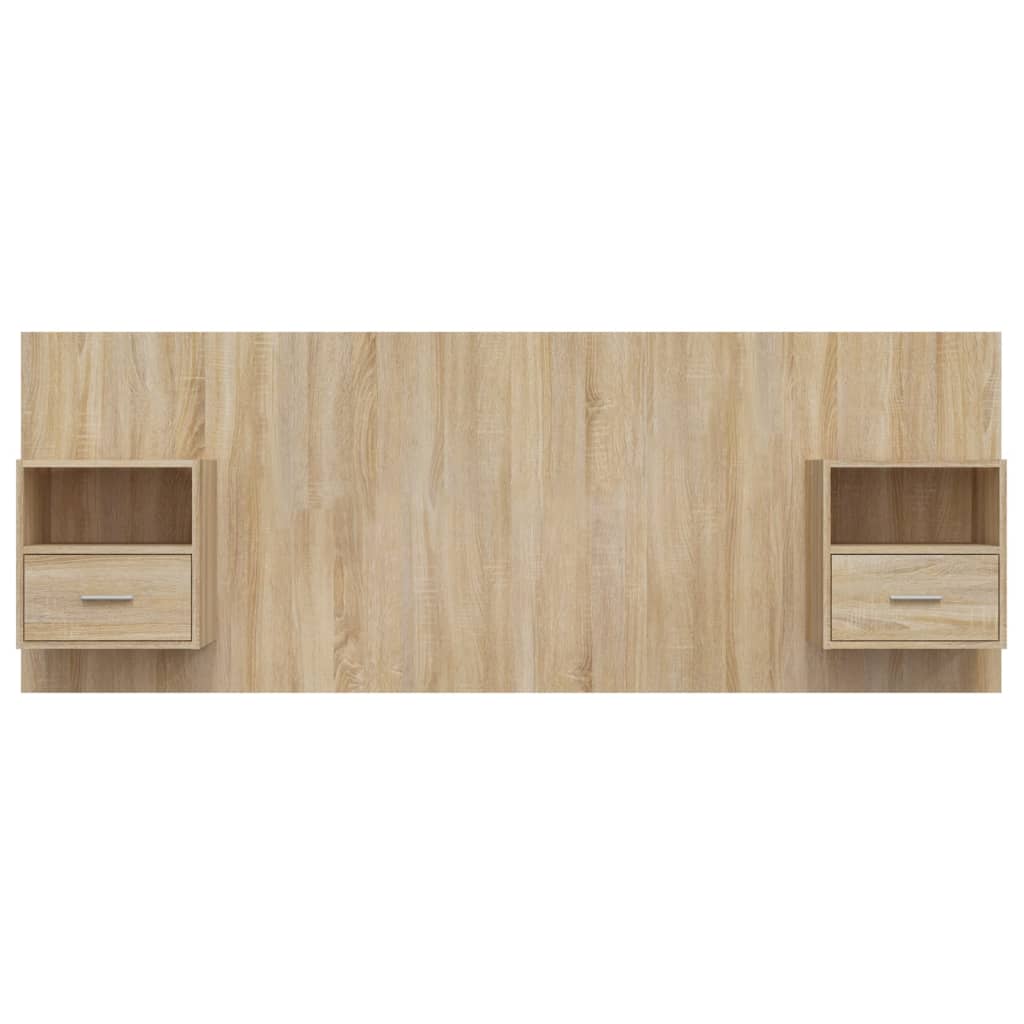 Kopfteil mit Nachttischen Weiß Holzwerkstoff