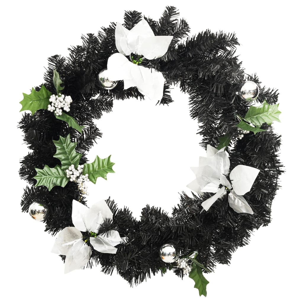 Weihnachtskranz mit LED-Lichtern Grün 60 cm PVC