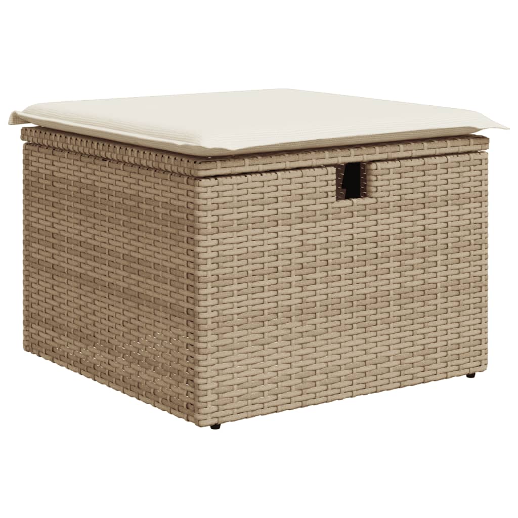Gartenhocker mit Kissen Schwarz 55x55x37 cm Poly Rattan