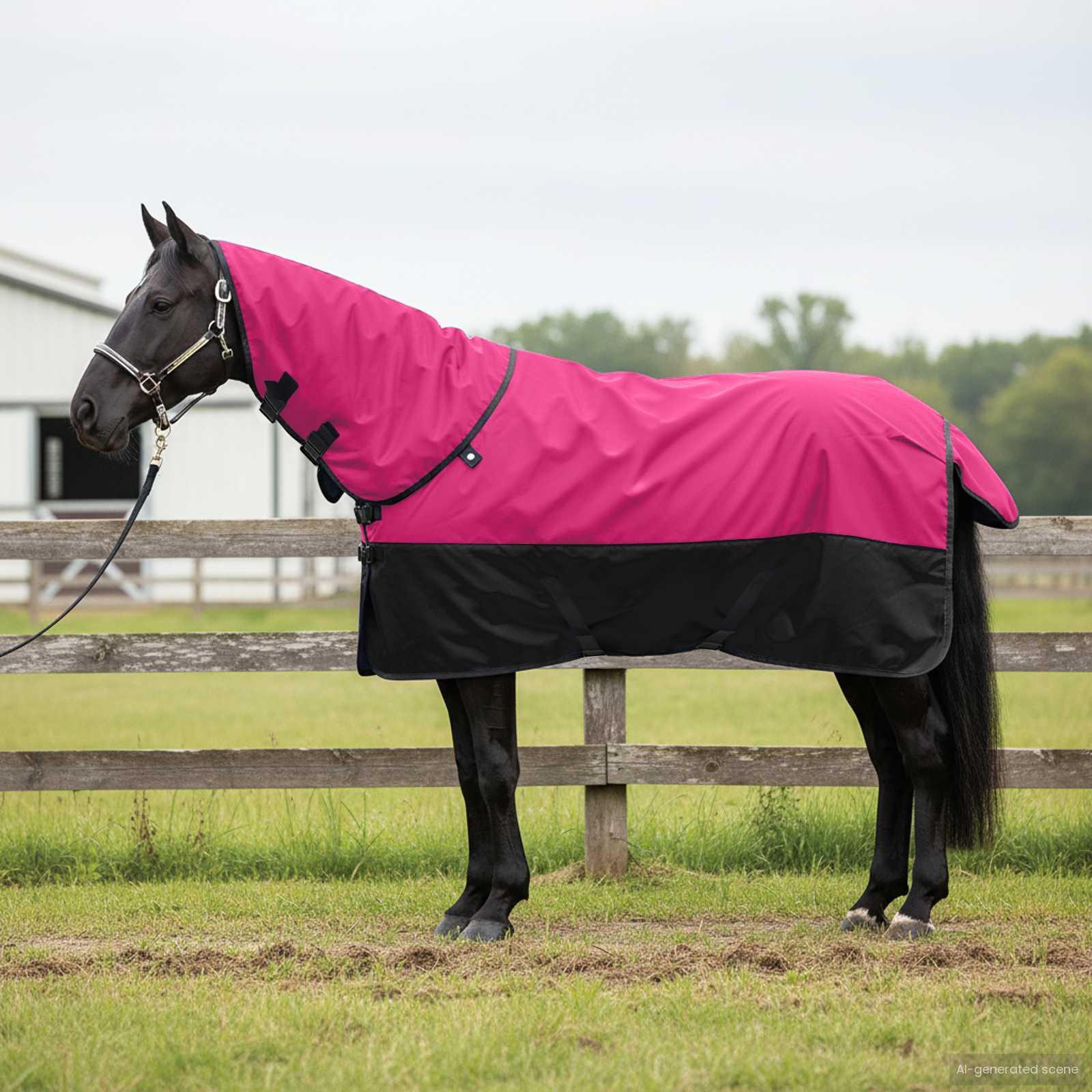 Pferdedecke Dunkelgrün und Schwarz 75 cm Polyester