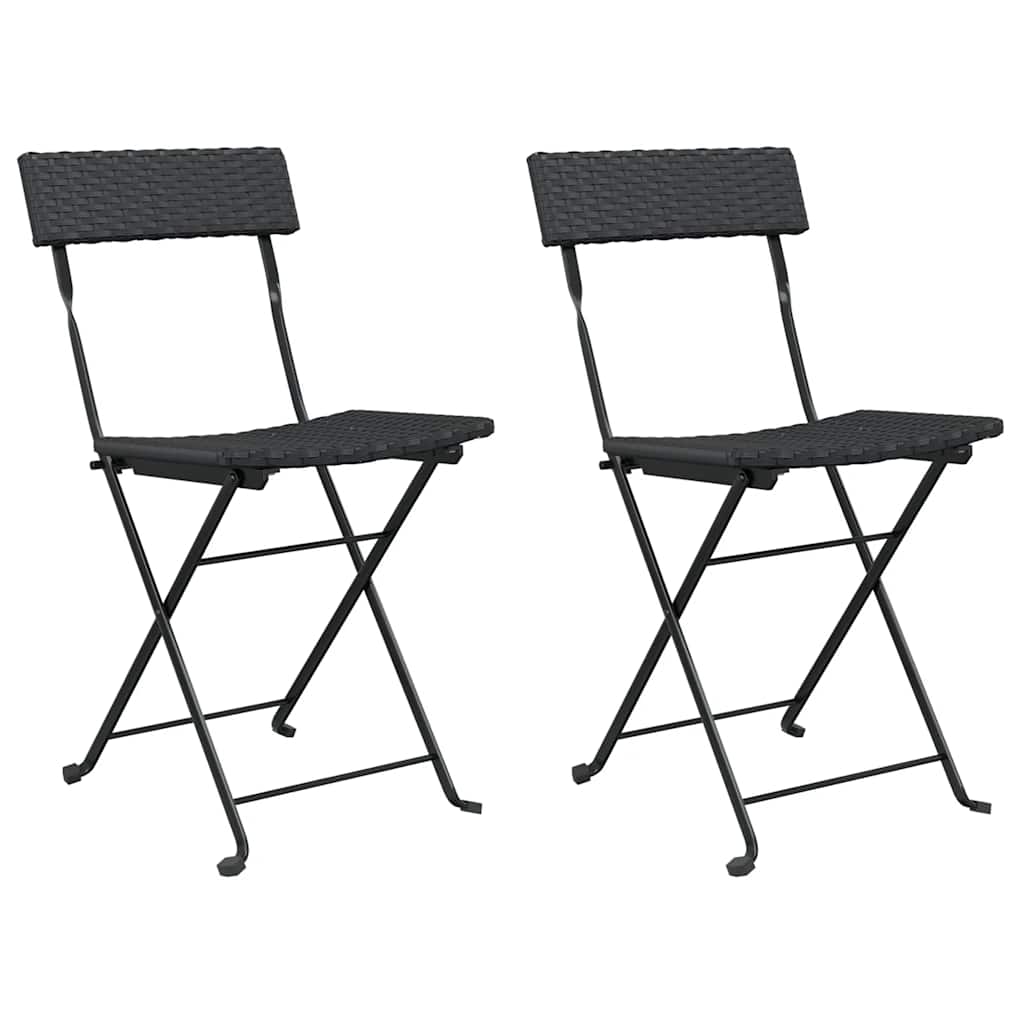 Bistrostühle 4 Stk. Klappbar Schwarz Poly Rattan und Stahl
