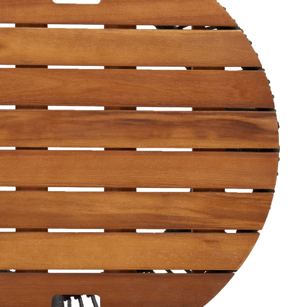 Garten-Beistelltische 2 Stk. mit Holzplatte Schwarz Poly Rattan