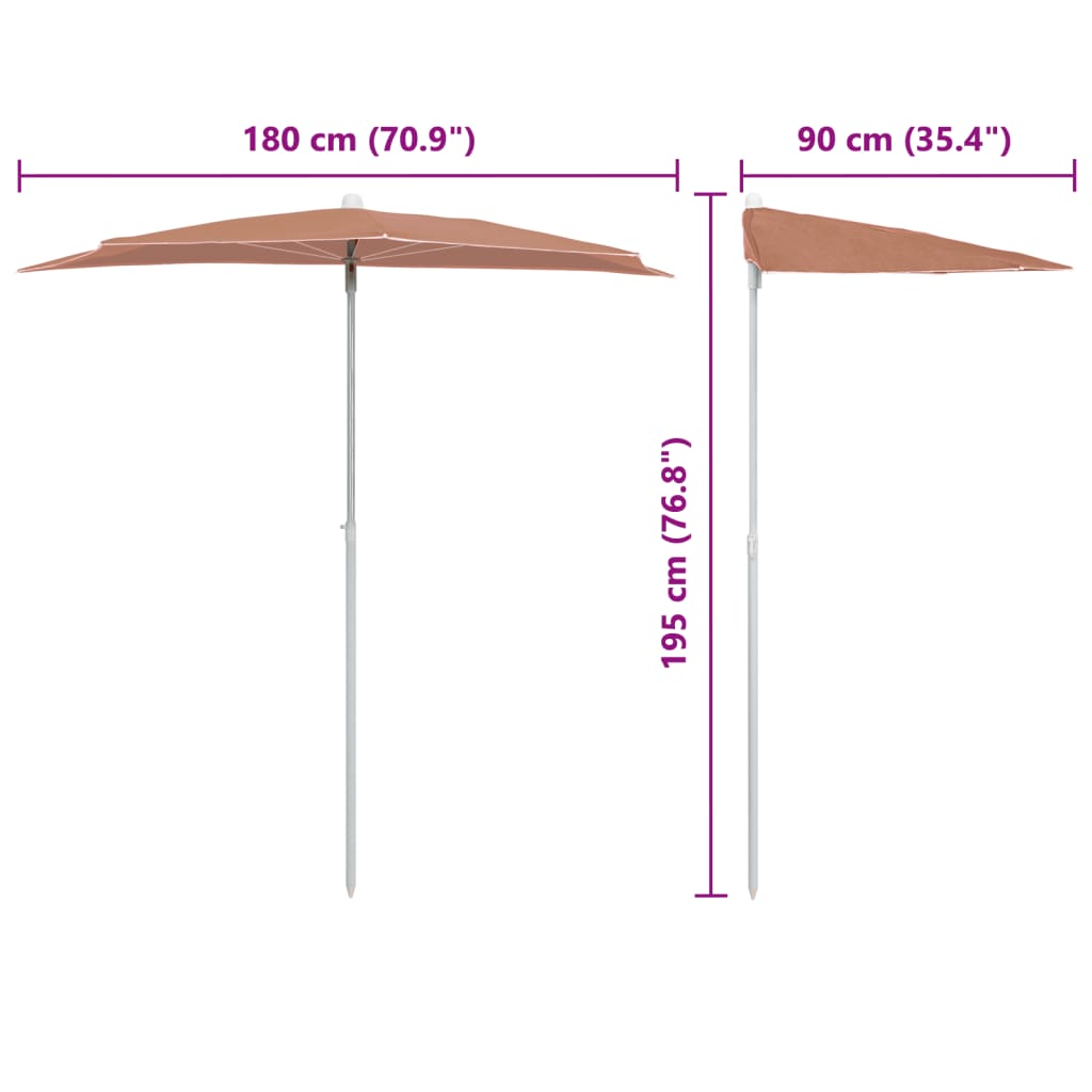 Halb-Sonnenschirm mit Mast 180x90 cm Anthrazit
