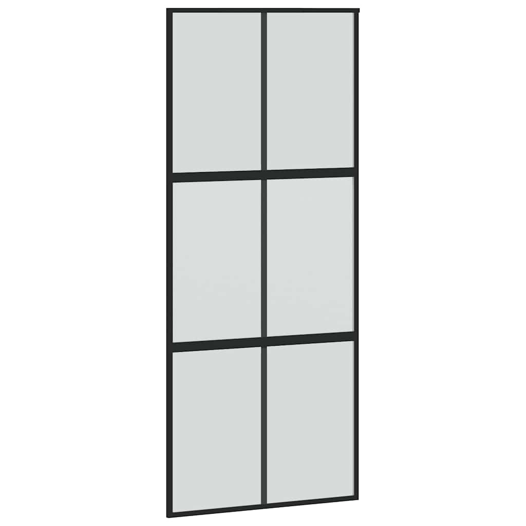Schiebetür mit Beschlag Schwarz 76x205 cm Hartglas
