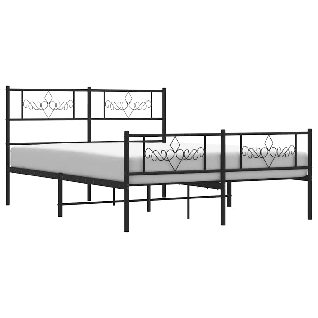 Bettgestell mit Kopfteil Metall Schwarz 100x190 cm