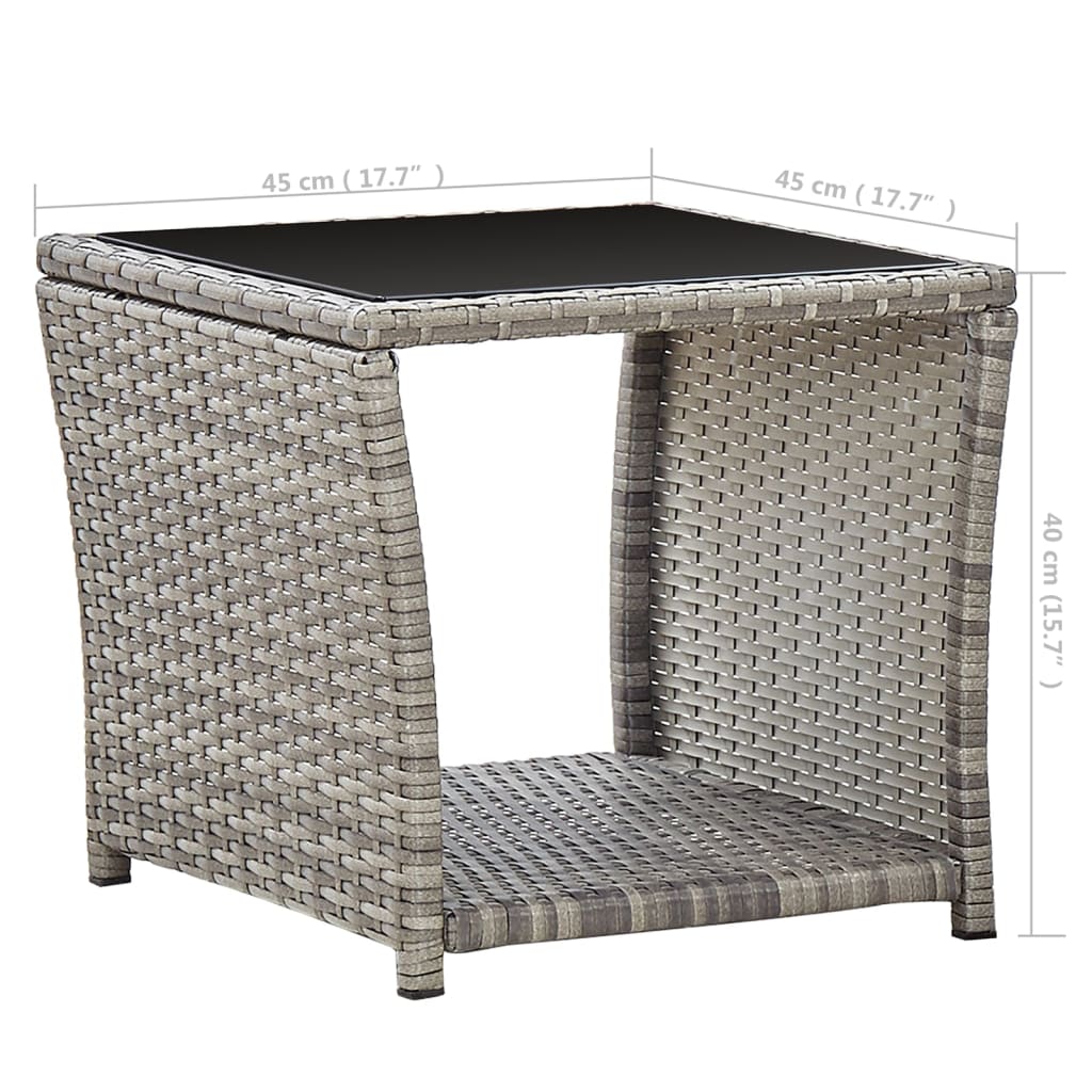 Beistelltisch mit Holzplatte Grau Poly Rattan & Akazienholz