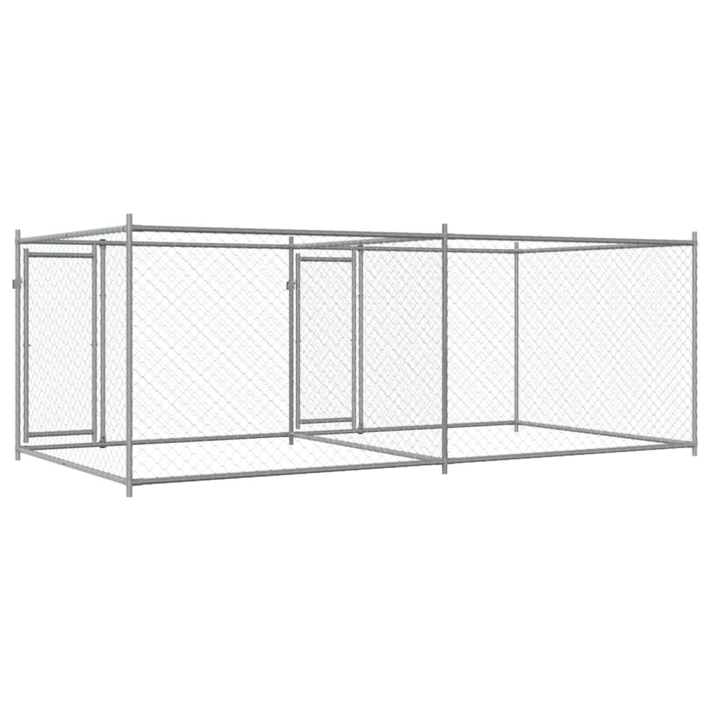 Hundezwinger mit Tür Grau 2x2x1,5 m Verzinkter Stahl