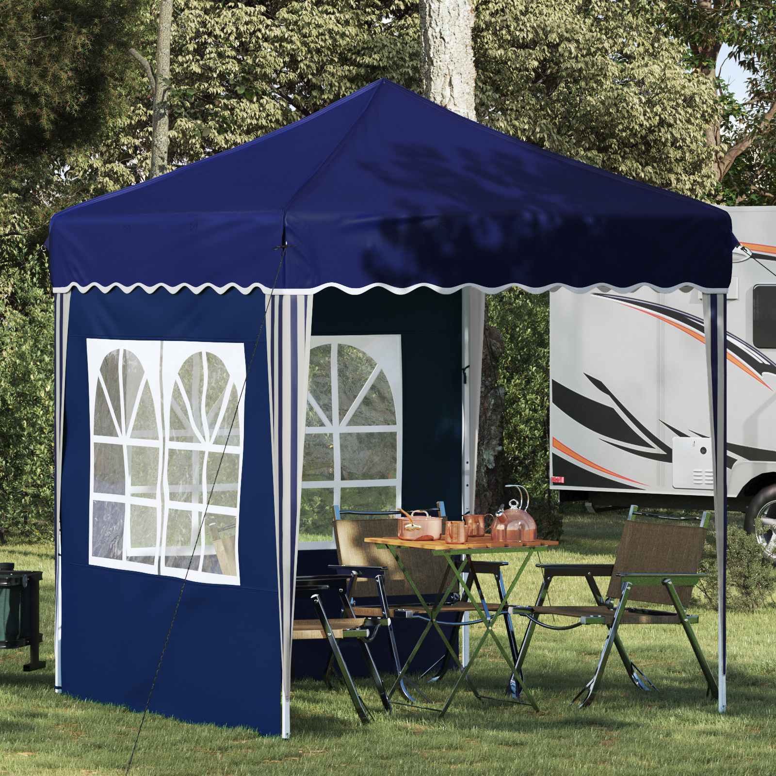 Pop-up Partyzelt 195 x 195 x 245 cm Creme Oxford-Stoff