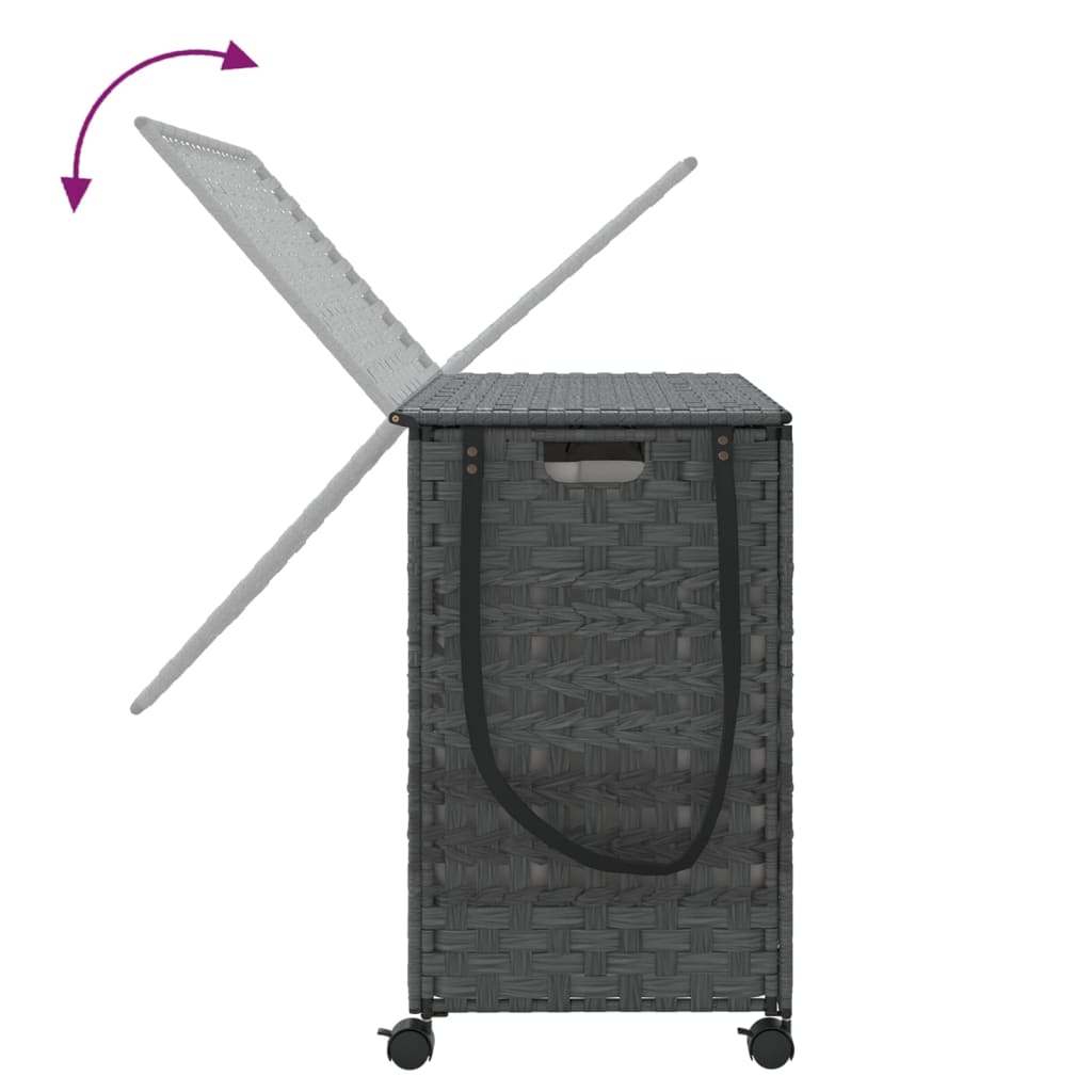 Wäschekorb mit Rollen 66x35x60 cm Rattan