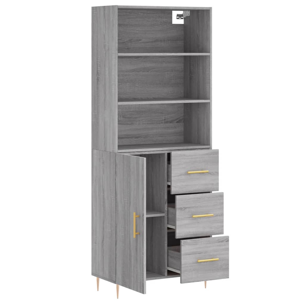 Highboard Hochglanz-Weiß 69,5x34x180 cm Holzwerkstoff