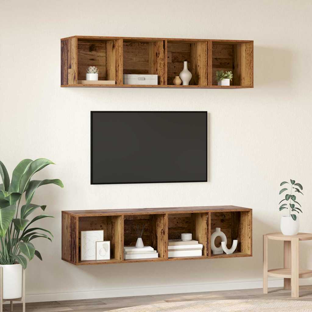 3-tlg. TV-Schrank-Set Grau Holzwerkstoff