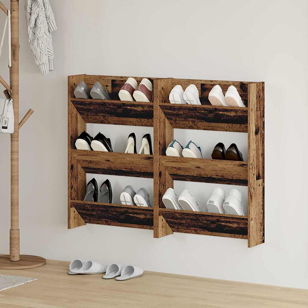Wand-Schuhschränke 4 Stk. Weiß 60x18x60 cm Holzwerkstoff