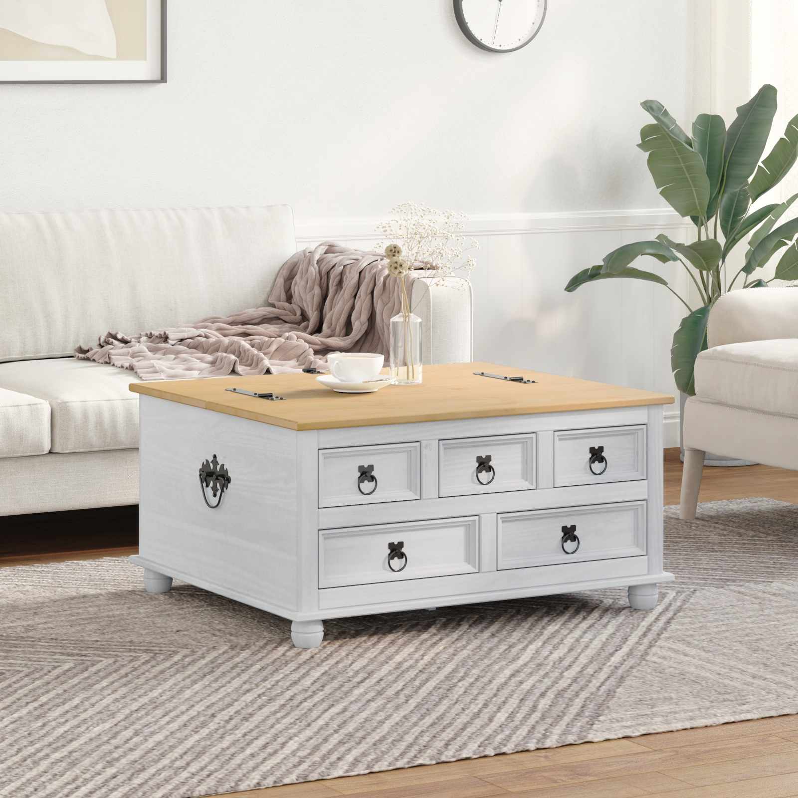 Truhe Corona 90x78x45 cm Massivholz Kiefer